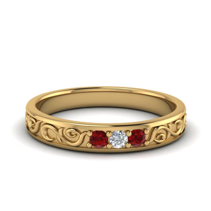 Classic Mens 3 Stone Wedding Band