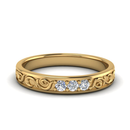 Classic Mens 3 Stone Wedding Band