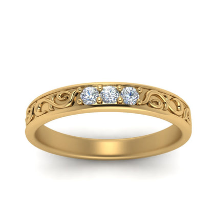 Classic Mens 3 Stone Wedding Band