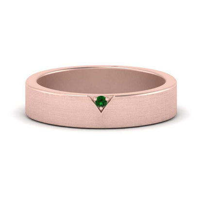 Classic V Shaped Solitaire Stone Mens Band