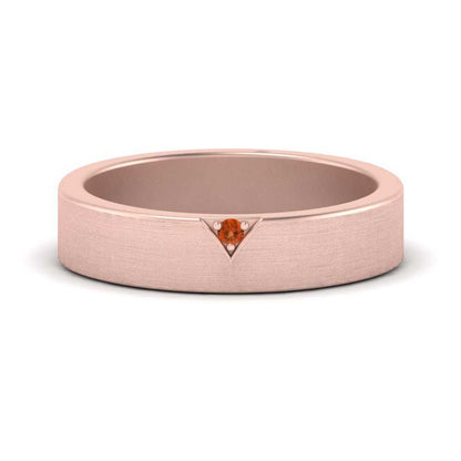 Classic V Shaped Solitaire Stone Mens Band