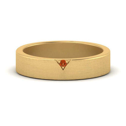 Classic V Shaped Solitaire Stone Mens Band
