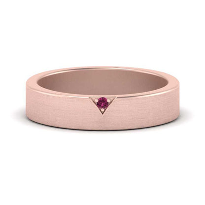Classic V Shaped Solitaire Stone Mens Band