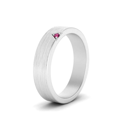 Classic V Shaped Solitaire Stone Mens Band