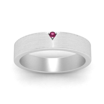 Classic V Shaped Solitaire Stone Mens Band