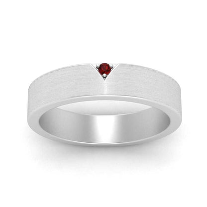Classic V Shaped Solitaire Stone Mens Band