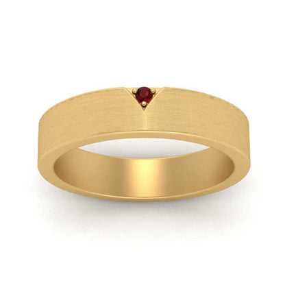 Classic V Shaped Solitaire Stone Mens Band