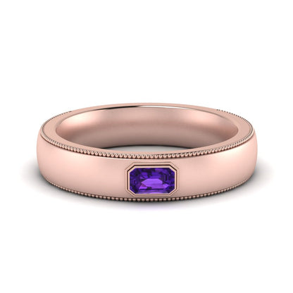 Comfort Fit Mens Milgrain Outline Ring