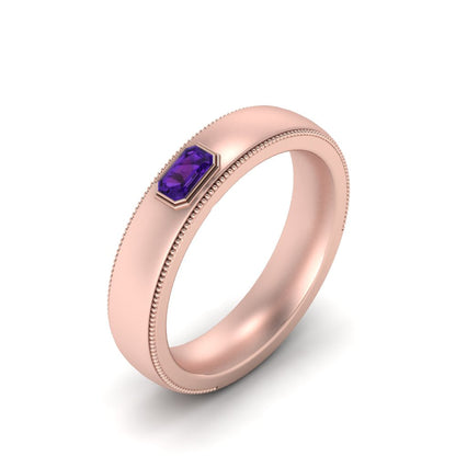 Comfort Fit Mens Milgrain Outline Ring