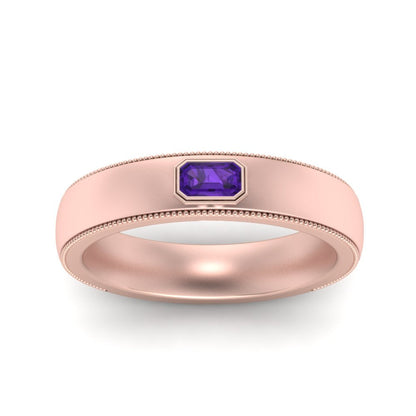 Comfort Fit Mens Milgrain Outline Ring