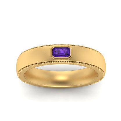 Comfort Fit Mens Milgrain Outline Ring