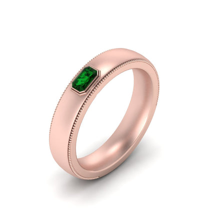 Comfort Fit Mens Milgrain Outline Ring