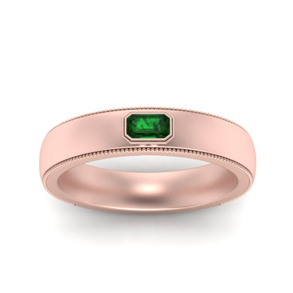 Comfort Fit Mens Milgrain Outline Ring