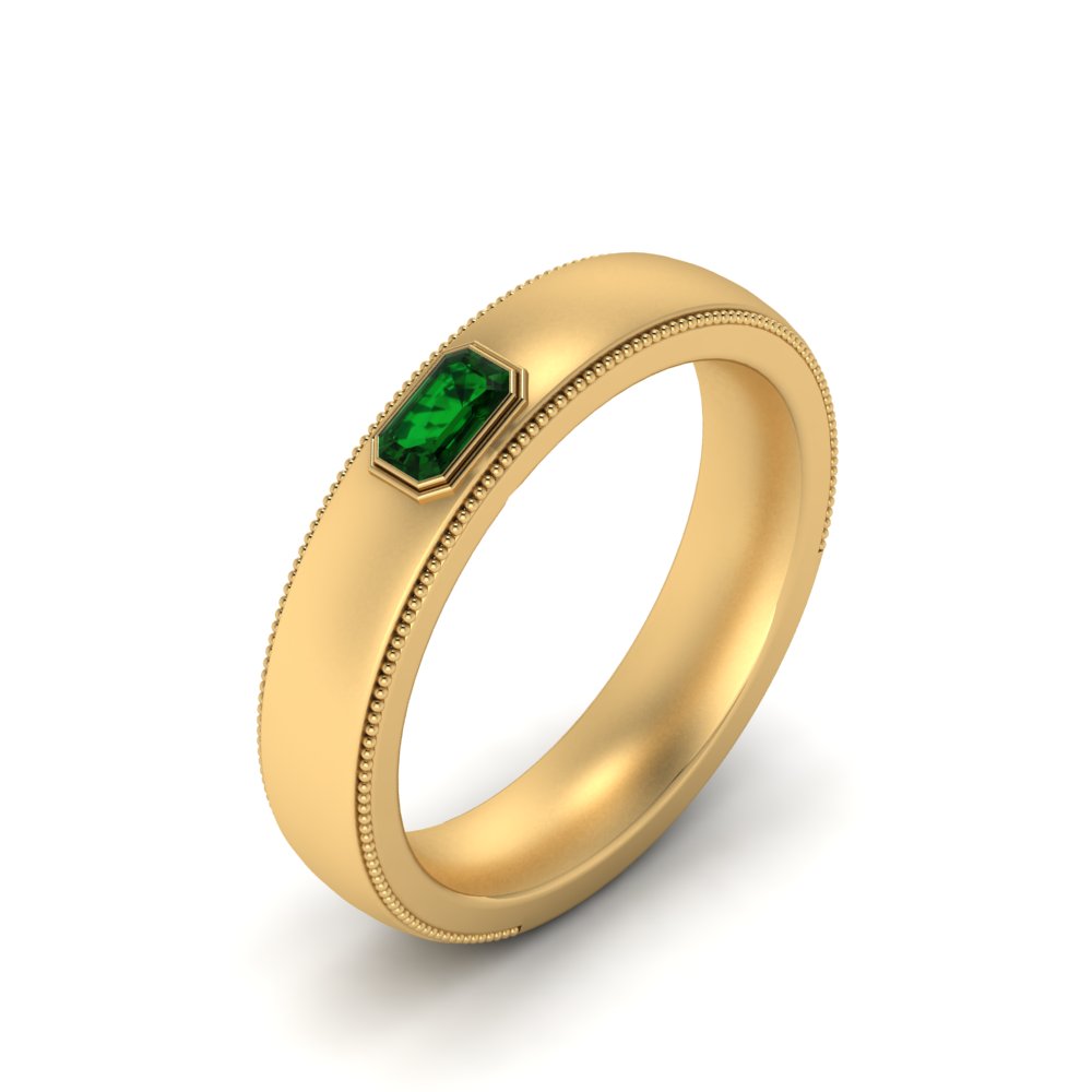 Comfort Fit Mens Milgrain Outline Ring