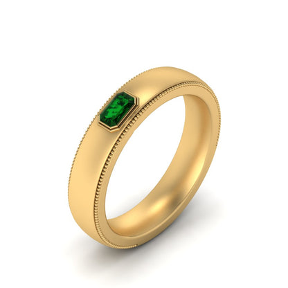 Comfort Fit Mens Milgrain Outline Ring