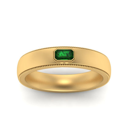 Comfort Fit Mens Milgrain Outline Ring