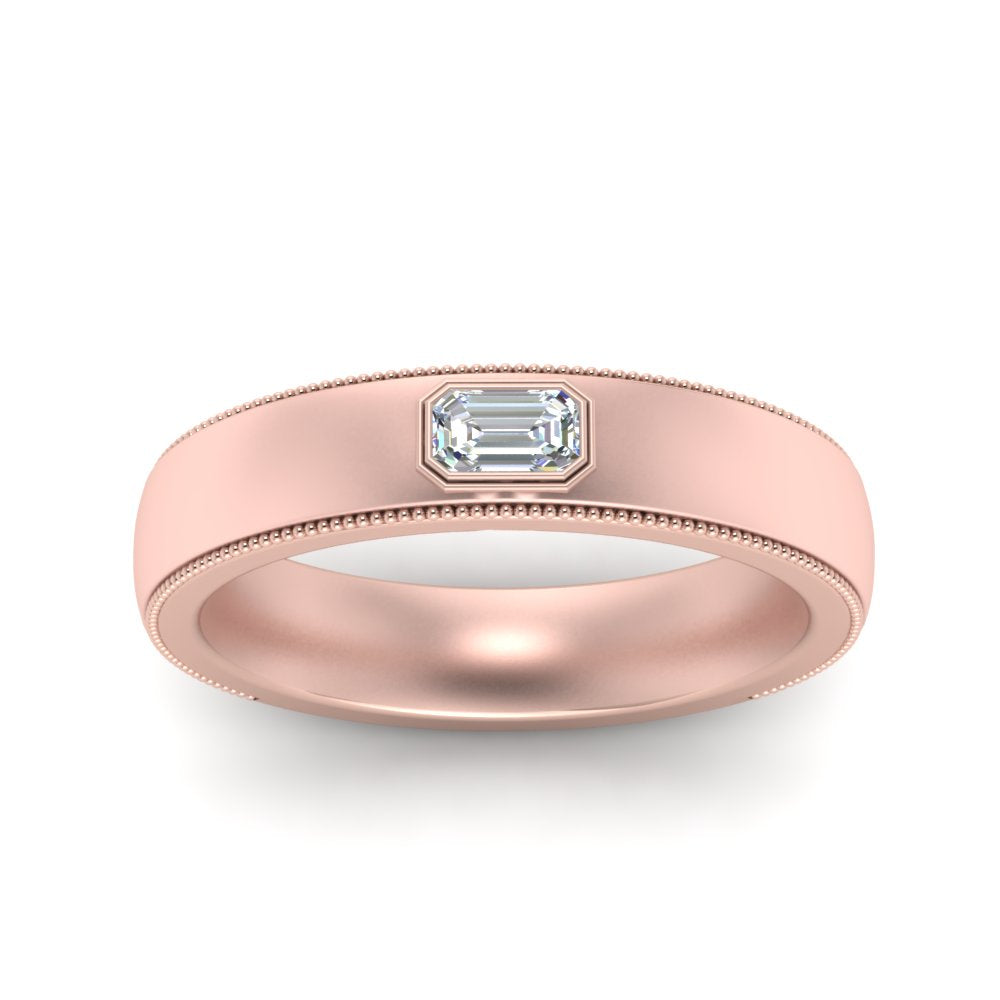 Comfort Fit Mens Milgrain Outline Ring