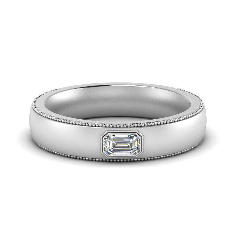 Comfort Fit Mens Milgrain Outline Ring
