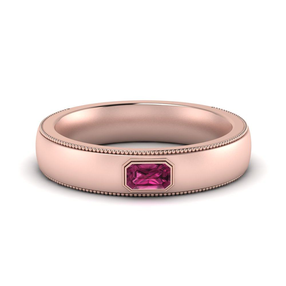 Comfort Fit Mens Milgrain Outline Ring