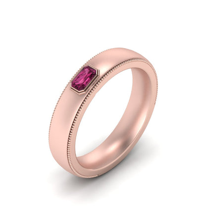 Comfort Fit Mens Milgrain Outline Ring