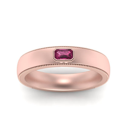 Comfort Fit Mens Milgrain Outline Ring