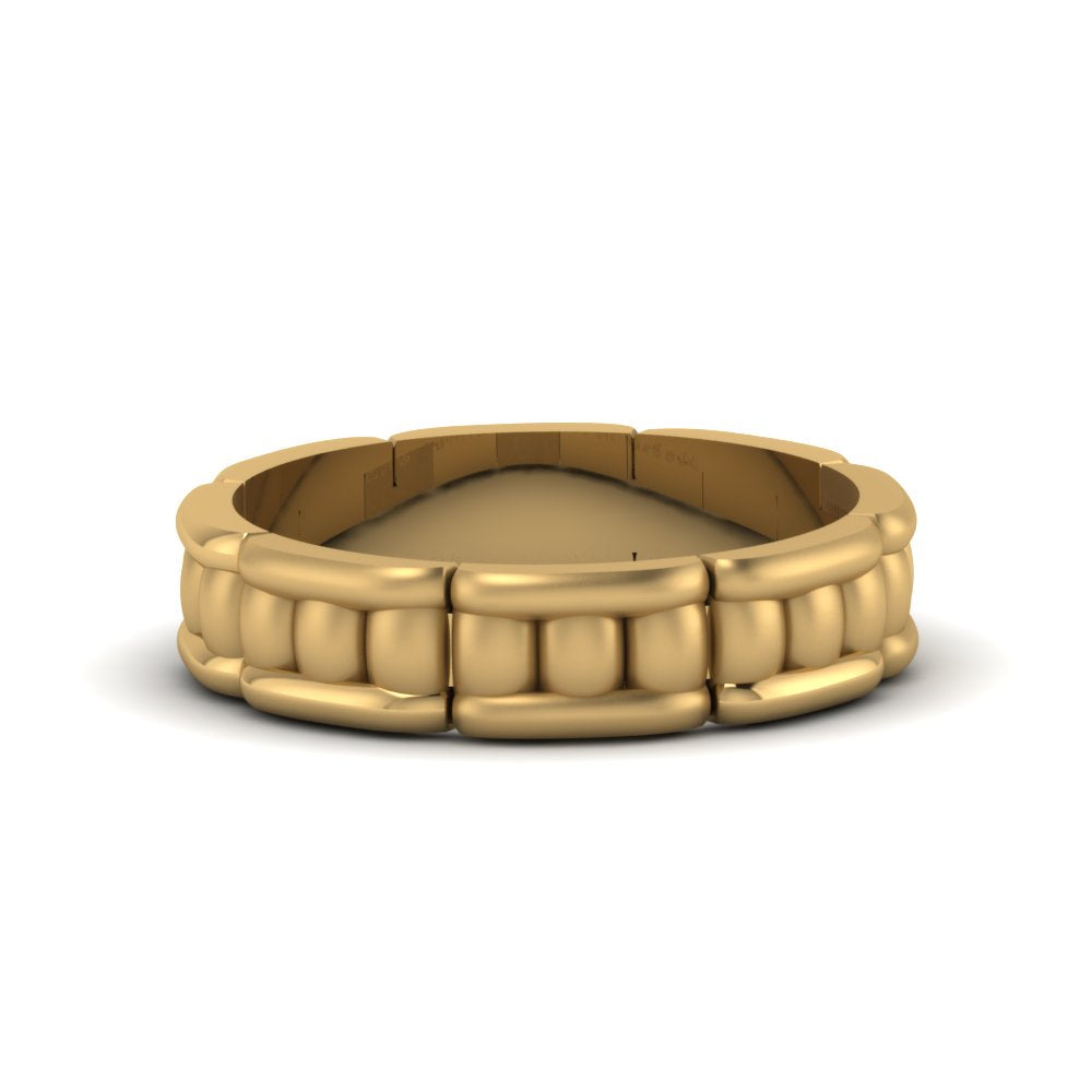 Grooved Gold Wedding Band for Men