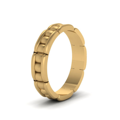 Grooved Gold Wedding Band for Men