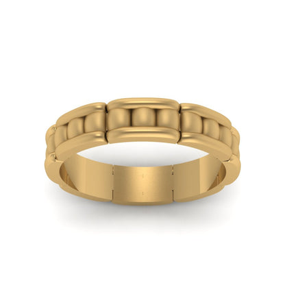 Grooved Gold Wedding Band for Men