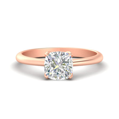 Floral Head Cushion Solitaire Cathedral Ring