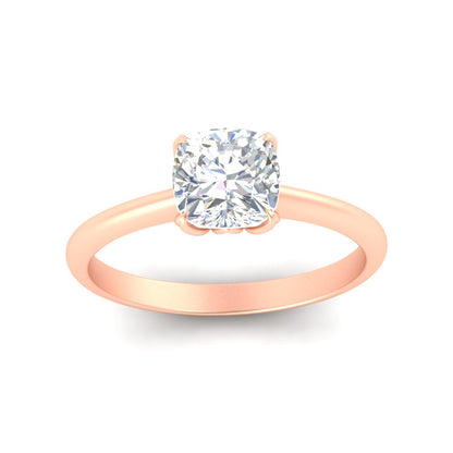 Floral Head Cushion Solitaire Cathedral Ring
