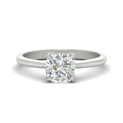 Floral Head Cushion Solitaire Cathedral Ring