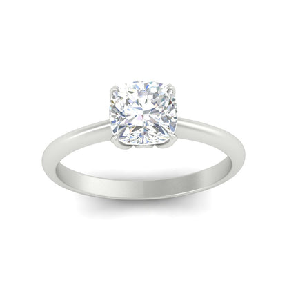 Floral Head Cushion Solitaire Cathedral Ring