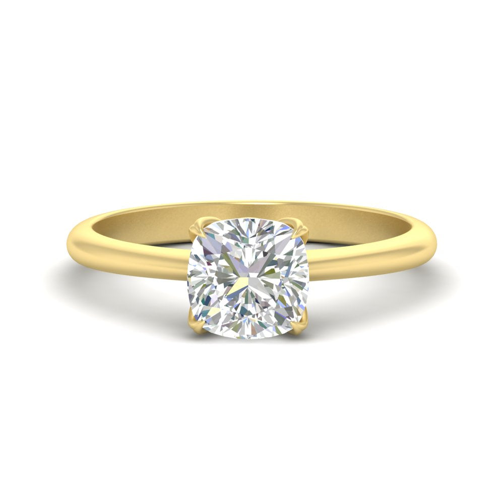 Floral Head Cushion Solitaire Cathedral Ring