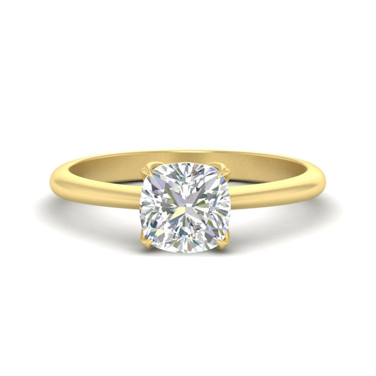 Floral Head Cushion Solitaire Cathedral Ring