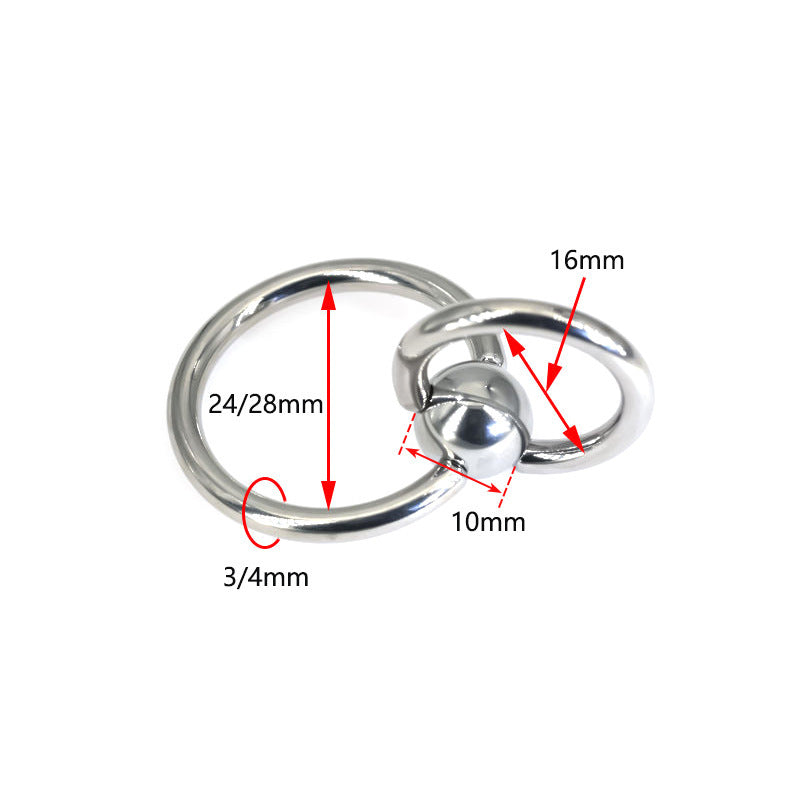 3x24mm Double Ring Pure Titanium Steel Male Piercing Large Inner Diameter Piercing Jewelry