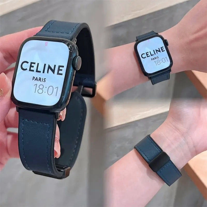 Watch Band Folding Magnetic Buckle Genuine Leather