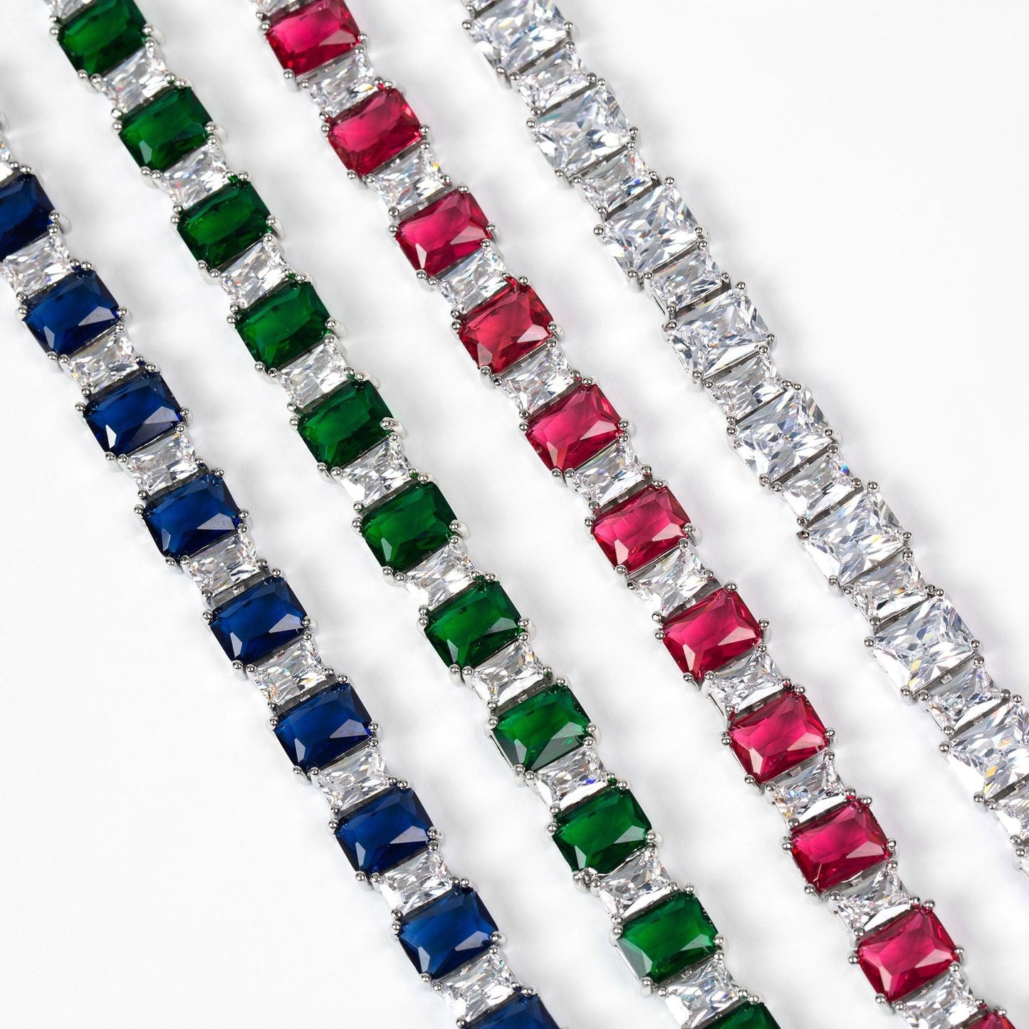 Enamel-Accented Square Micro-Pavé Zircon Bracelet