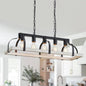 5-Light Metal Linear Chandelier Imitation Wood Grain