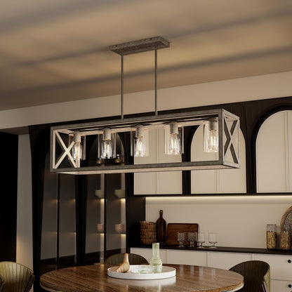 Farmhouse 5 Light Metal Linear Chandelier