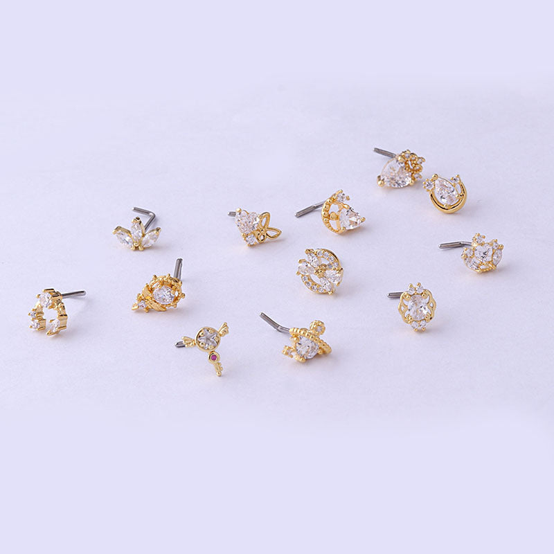 Fashion Personality Love Crown Zircon Nose Stud