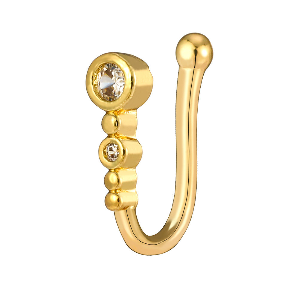 Personality Copper Micro Inlay Geometric U-shaped Nose Ring
