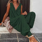 Women's Casual Sleeveless Hooded Long Jumpsuit With Drawstring Ankle Cuffs