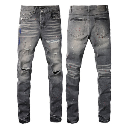 Men's Fashionable Ripped Straight-Leg Pants