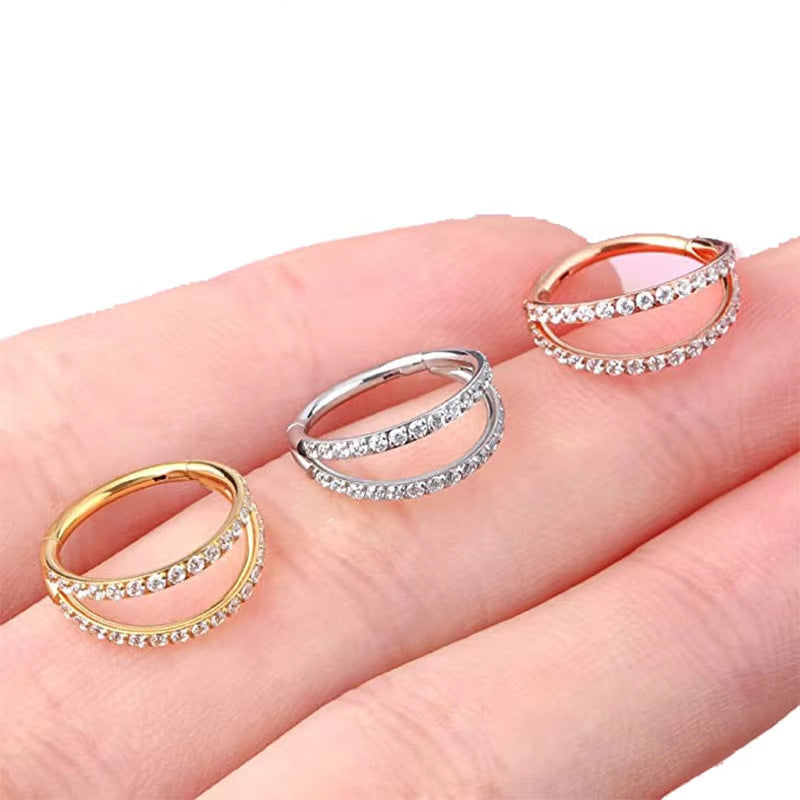 G23 Titanium Alloy Puncture Zircon Lip Ring Nose Ring