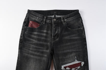 Fashionable Mens Washed Distressed Ripped Jeans