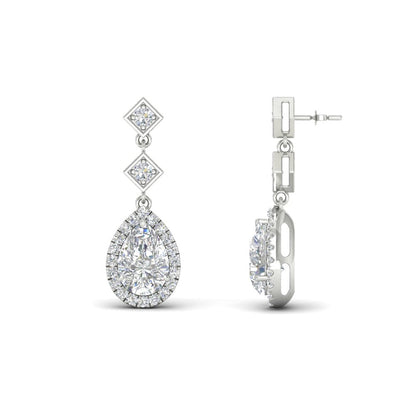 Double Drop Pear Halo Earring