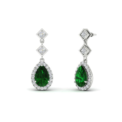 Double Drop Pear Halo Earring