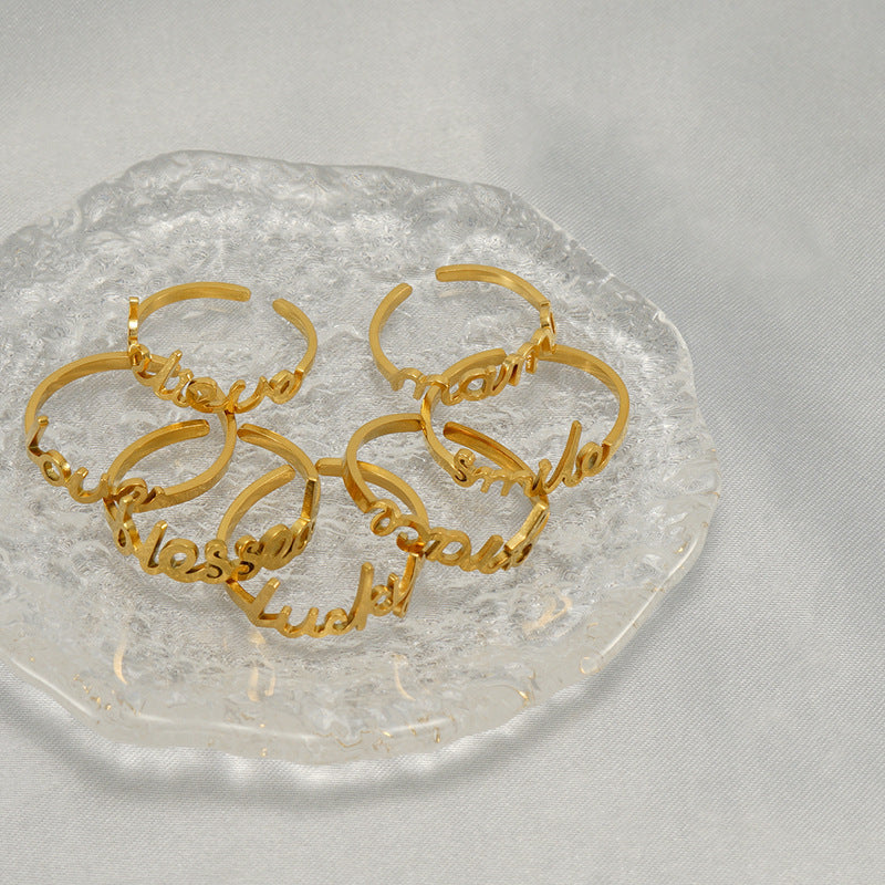New Stainless Steel English Letters Ring