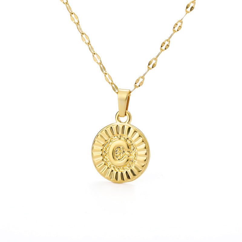 English Alphabet Disc Necklace Women And Men