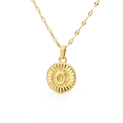 English Alphabet Disc Necklace Women And Men